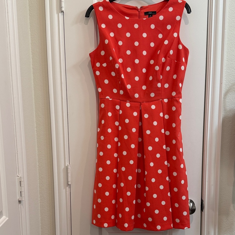 R&K Peach and White Polka Dot Dress